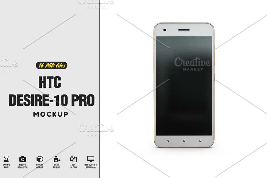 HTC Desire-10 Pro App Skin Mock-Up in Mobile & Web Mockups - product preview 8
