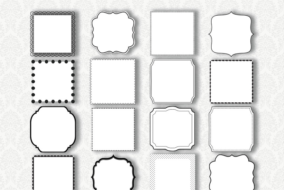 BLACK & WHITE SQUARE LABELS in Illustrations - product preview 8