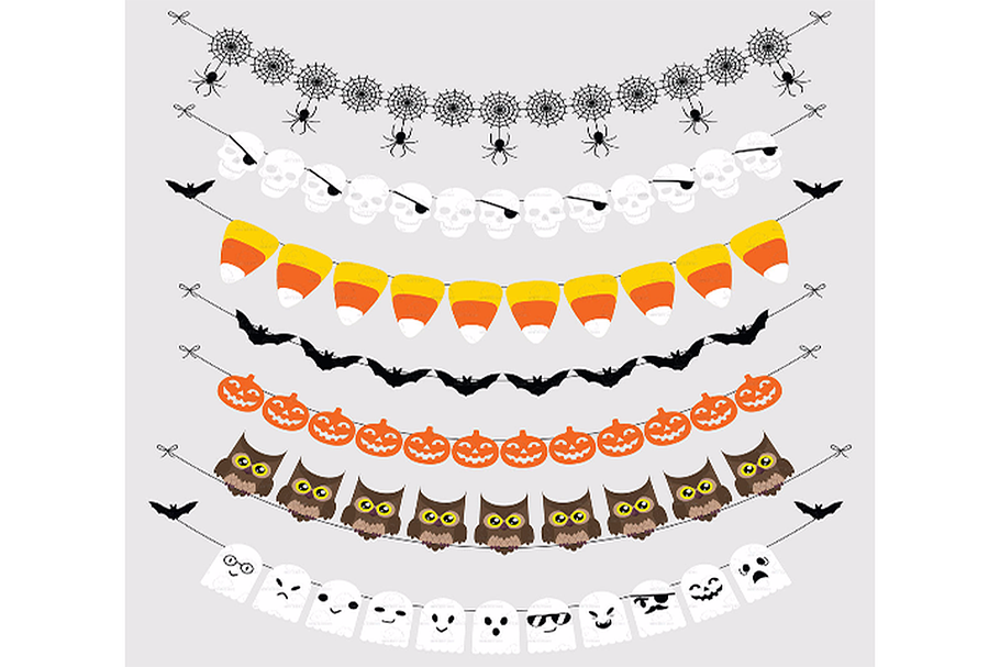 Halloween Bunting Banners Cliparts in Illustrations - product preview 8