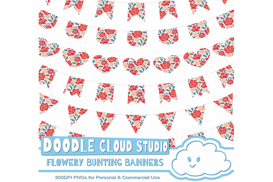 Flowery Bunting Banners Cliparts .