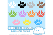 Colorful Paw Prints Cliparts Dog/Cat