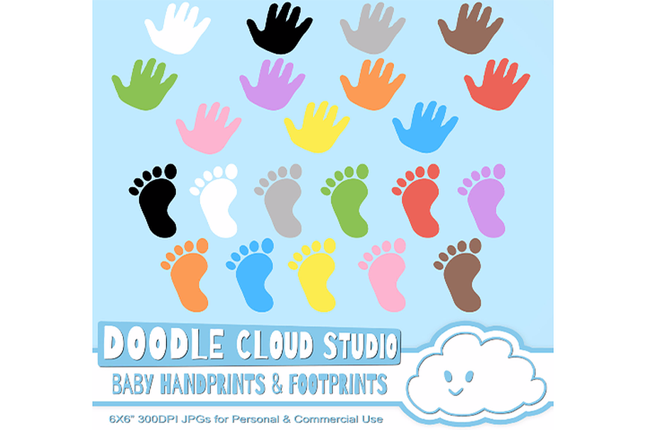 Colorful Baby FootPrints & Handprint in Illustrations - product preview 8