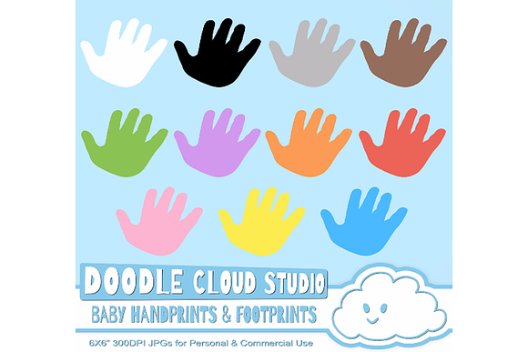Colorful Baby FootPrints & Handprint in Illustrations - product preview 1