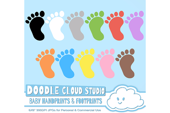 Colorful Baby FootPrints & Handprint in Illustrations - product preview 2