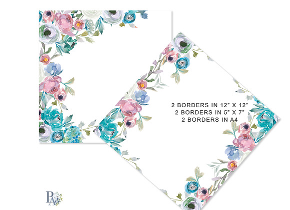 Watercolor Border Arrangements in Illustrations - product preview 1