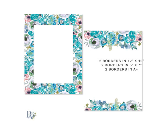 Watercolor Border Arrangements in Illustrations - product preview 2