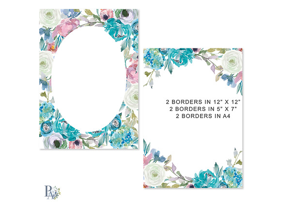 Watercolor Border Arrangements in Illustrations - product preview 3