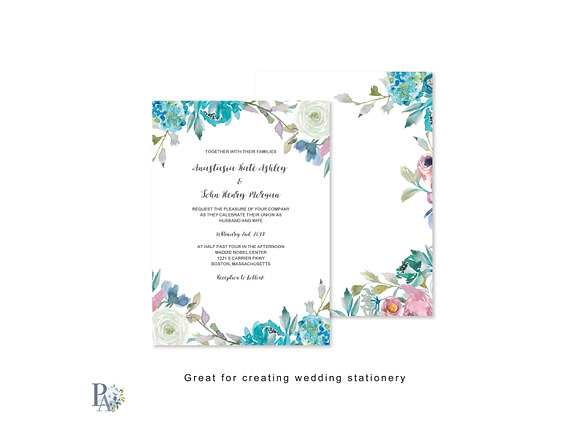 Watercolor Border Arrangements in Illustrations - product preview 4