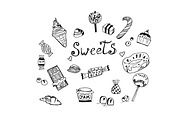 sweets theme in sketch style