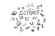 Science theme in sketch style