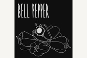 Chalkboard capsicum or bell pepper