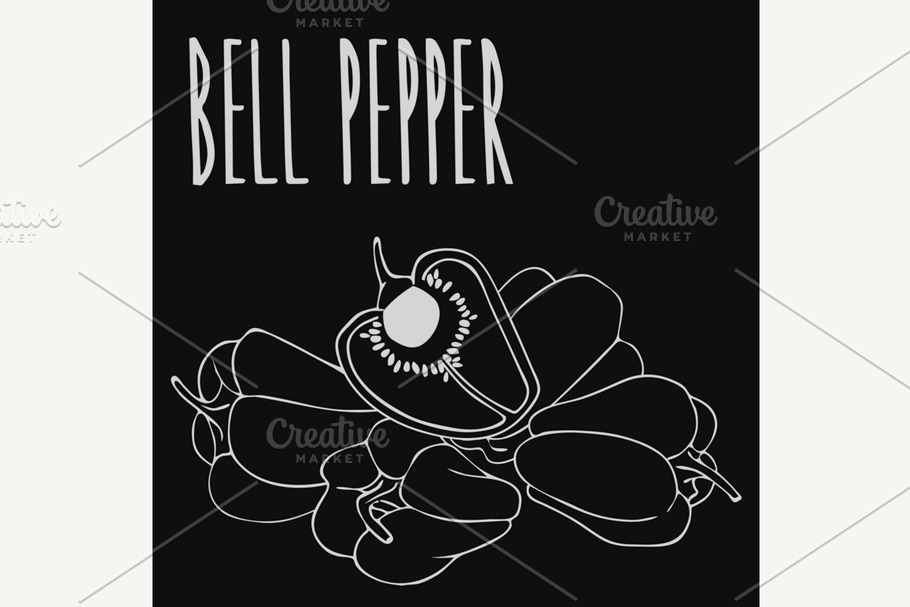 Chalkboard capsicum or bell pepper in Illustrations - product preview 8