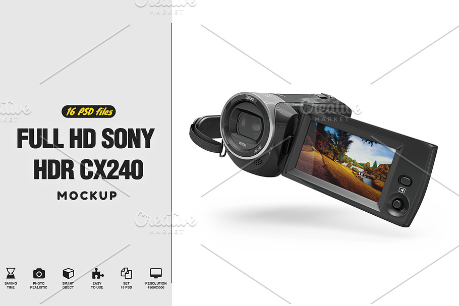 Full HD Sony HDR CX240 MockUp in Product Mockups - product preview 8