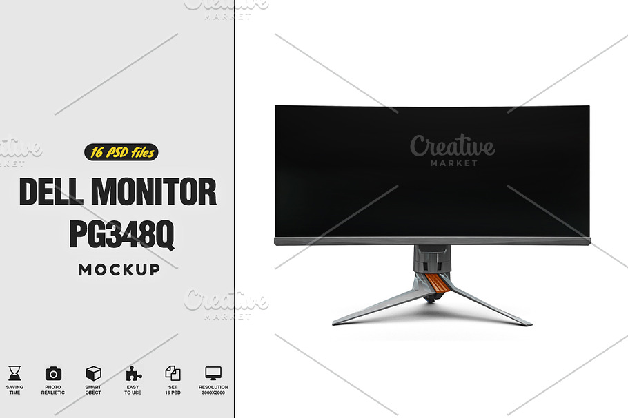 Dell Monitor pg348q Mock-up in Mobile & Web Mockups - product preview 8