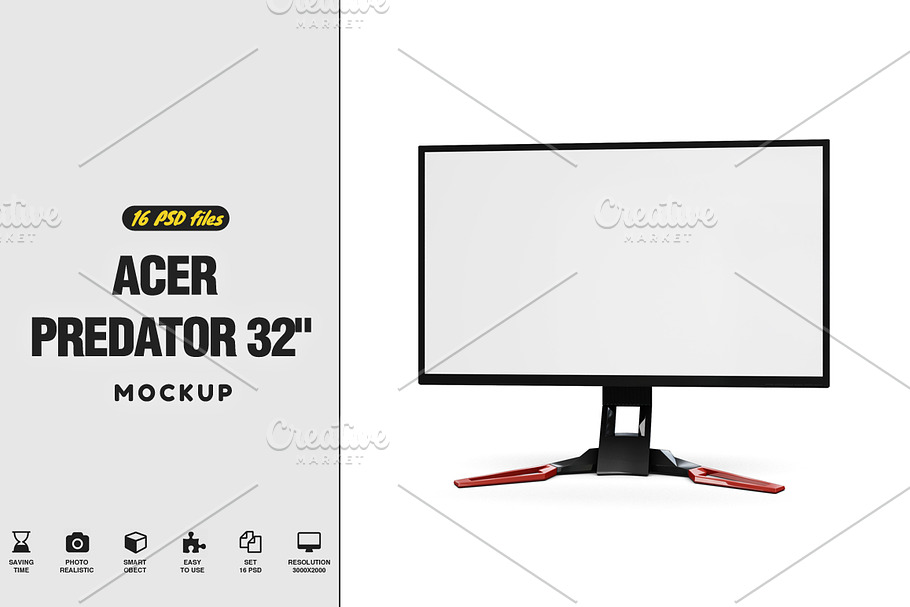 Acer Predator 32" Monitor Mockup in Mobile & Web Mockups - product preview 8