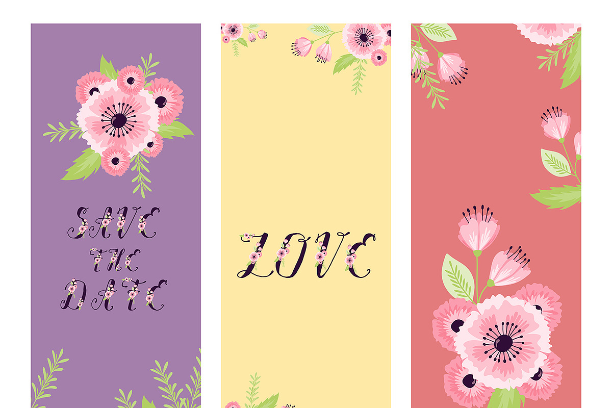 Vector Save the Date Love flowers in Illustrations - product preview 8
