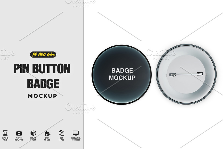 Pin Button Badge Mockup in Product Mockups - product preview 8