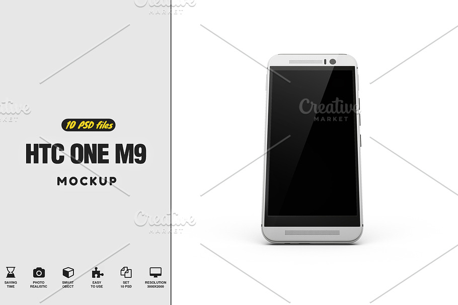 HTC One M9 Mockup in Mobile & Web Mockups - product preview 8