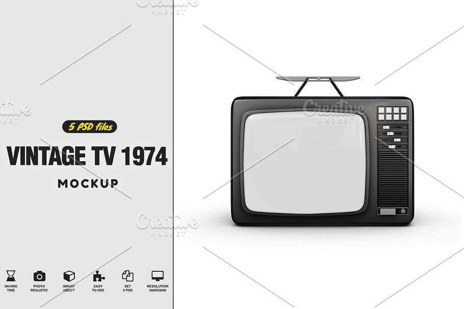 Vintage Tv 1974 MockUp in Mockup Templates - product preview 8