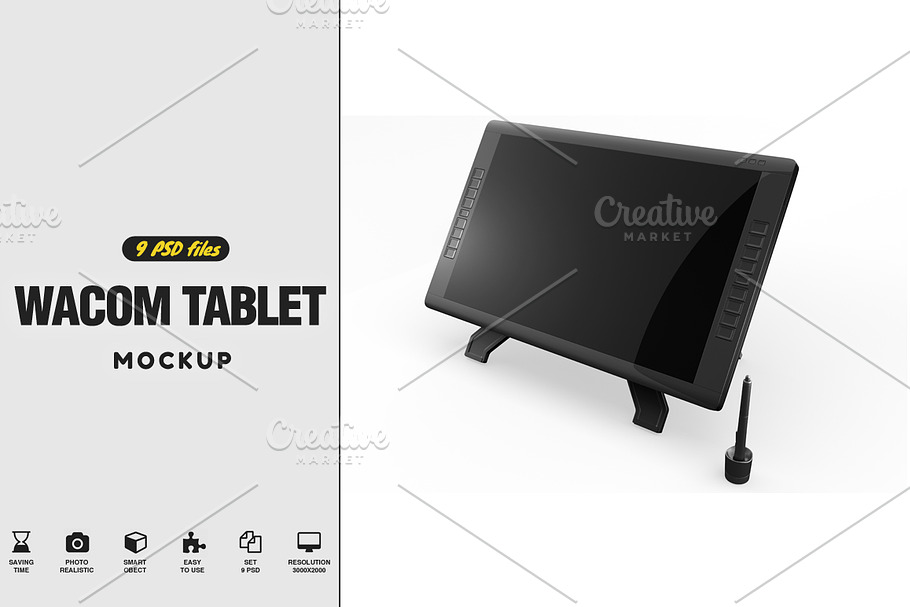 Wacom Graphic Screen Tablet Mockup in Mobile & Web Mockups - product preview 8