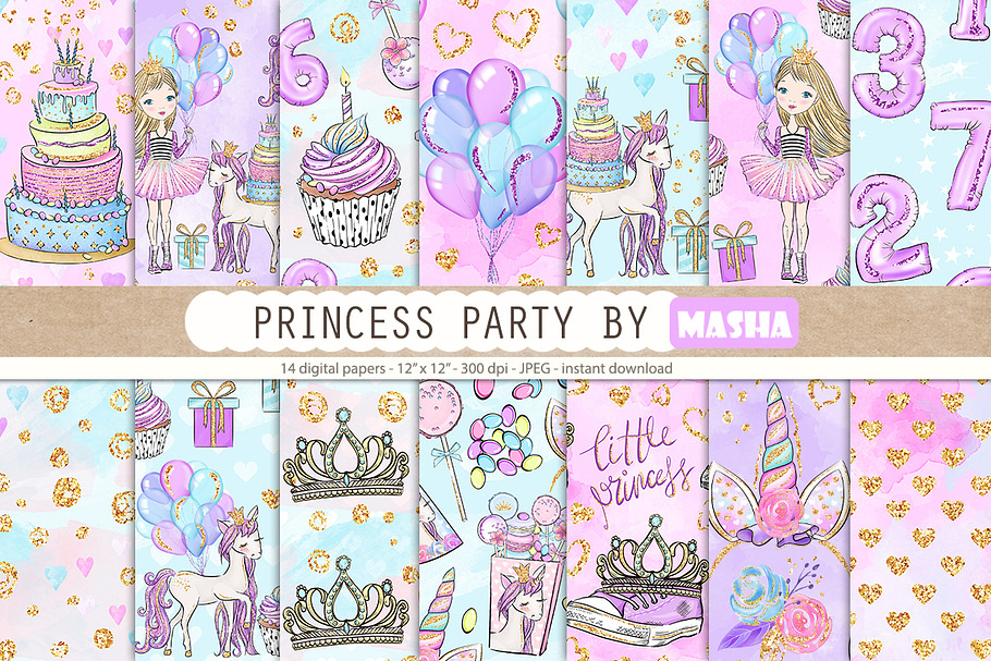 Princess Party digital papers in Patterns - product preview 8