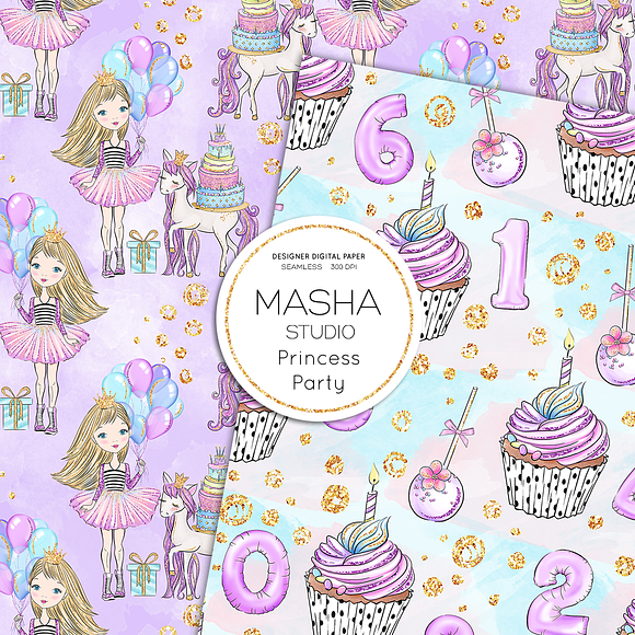 Princess Party digital papers in Patterns - product preview 1