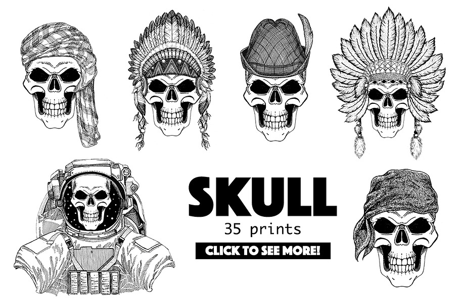 Skull. 35 prints collection