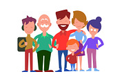 Family Generations Vector Concept in Flat Design