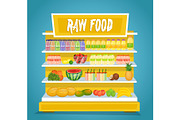Raw Vegetarian Food Vector Concept in Flat Design