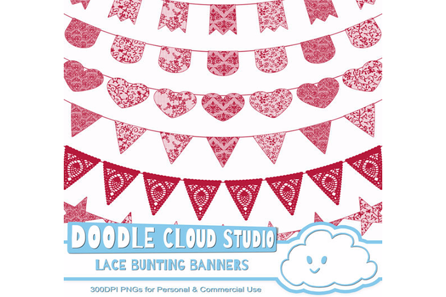 Carmine Red Lace Bunting Banners