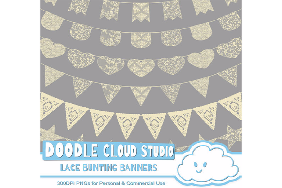 Beige Lace Burlap Bunting Banners