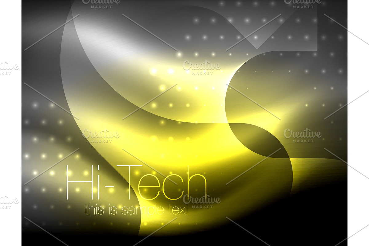 Glittering neon glowin wave, techno modern art abstract background, magical shiny template in Textures - product preview 8