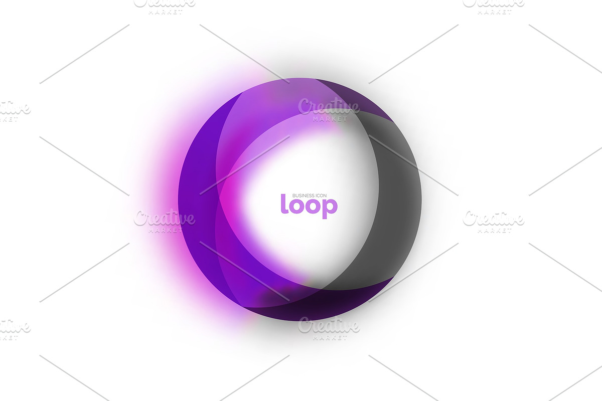 Loop circle business icon, created with glass transparent color shapes in Illustrations - product preview 8