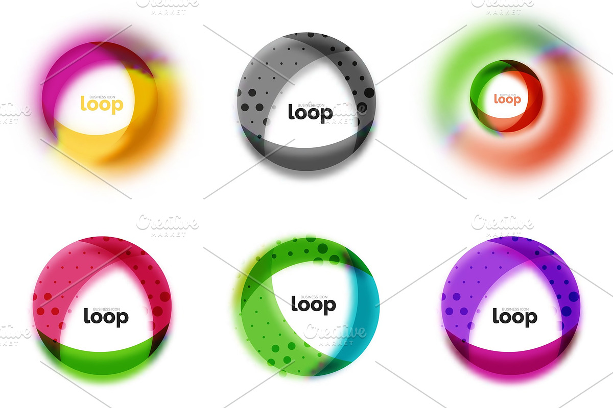Set of loop, infinity business icons, abstract concept created with transparent shapes and blurred effects in Illustrations - product preview 8