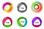 Set of loop, infinity business icons, abstract concept created with transparent shapes and blurred effects
