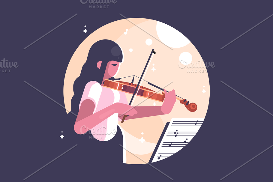 Girl playing violin in Illustrations - product preview 8