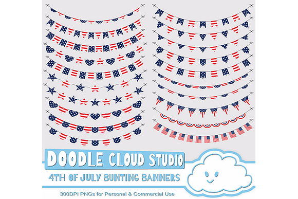 4th of July bunting banners clipart in Illustrations - product preview 1