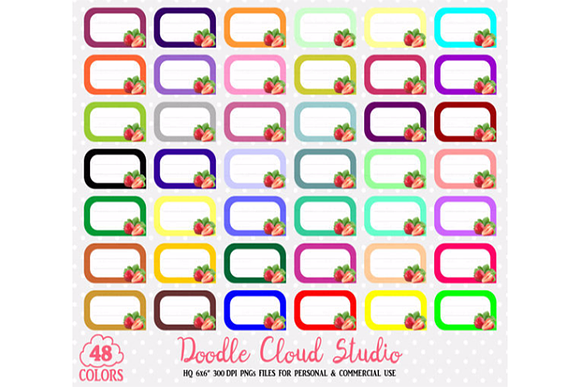 48 Colorful Straberry Labels Clipart in Illustrations - product preview 1