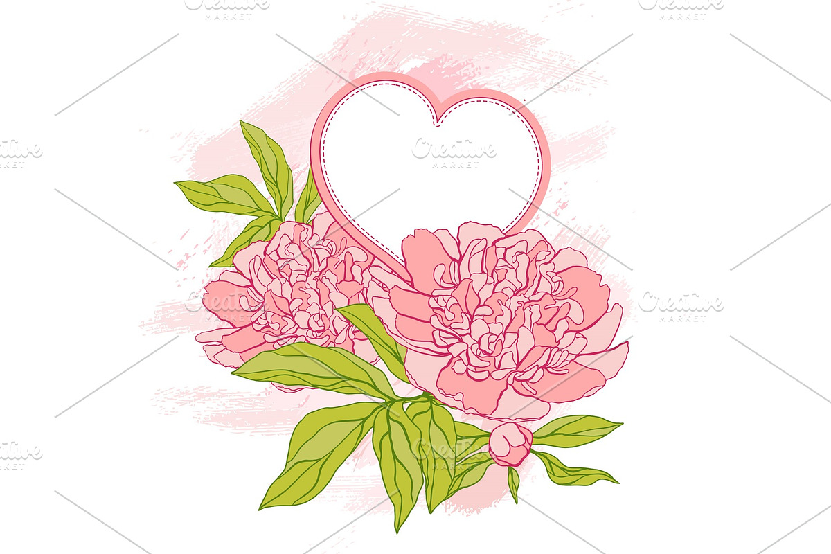Card with peony on grunge background. in Textures - product preview 8