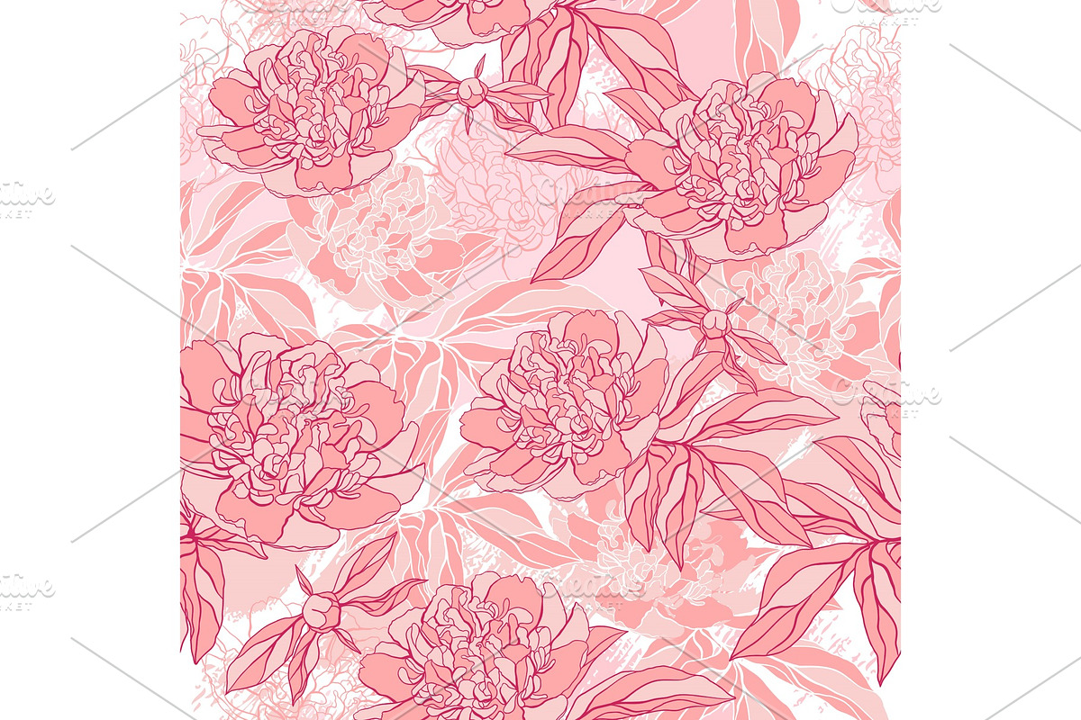 Vector pattern with peony and foliage. in Textures - product preview 8