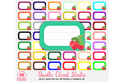 48 Colorful Raspberry Labels Clipart