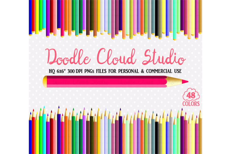 48 Colorful Pastel Pencils Clipart