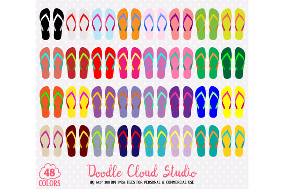 48 Colorful Flip Flop Clipart in Illustrations - product preview 8