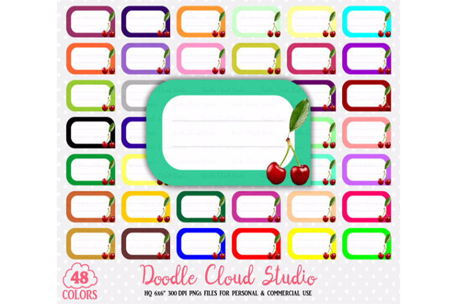 48 Colorful Cherry Labels Clipart