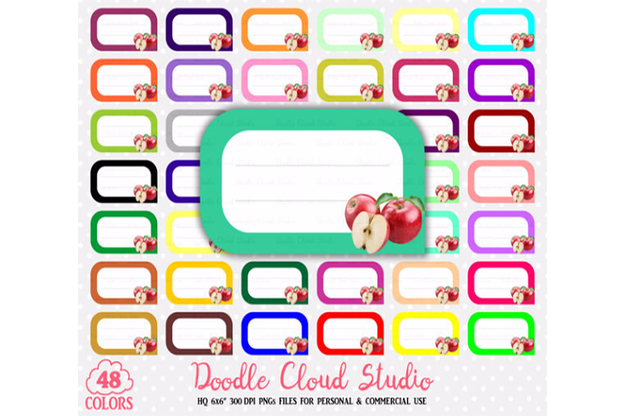 48 Colorful Apple Labels Clipart