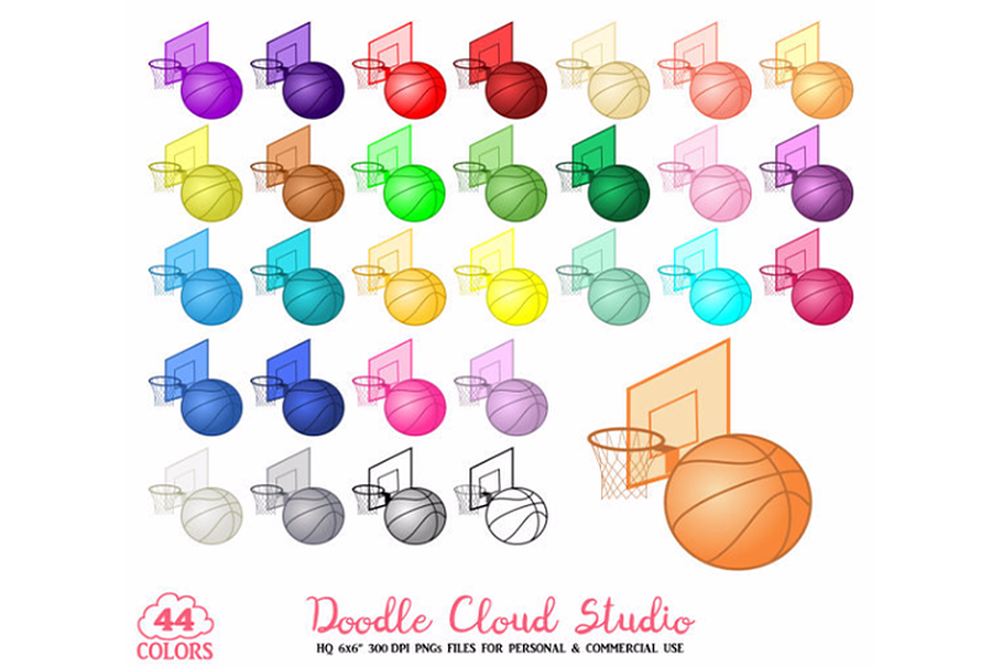 44 Colorful Basketball Clipart
