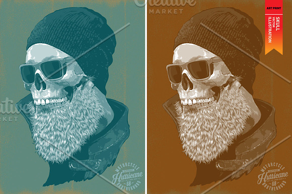 HURRICANE -Skull vector illustration in Illustrations - product preview 3