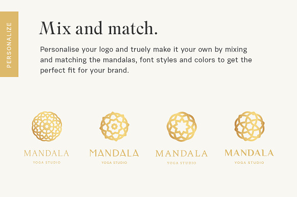 4 Premade Gold Mandala Logos in Logo Templates - product preview 3