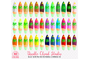 40 Colorful Surfboard Clipart Summer