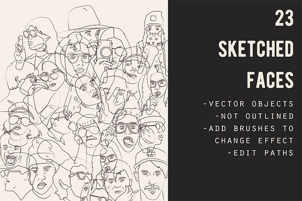 hand sketched faces vector 